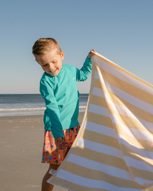 Bright Buoy Boys Long Sleeve Sun Shirt and Swim Trunk Set