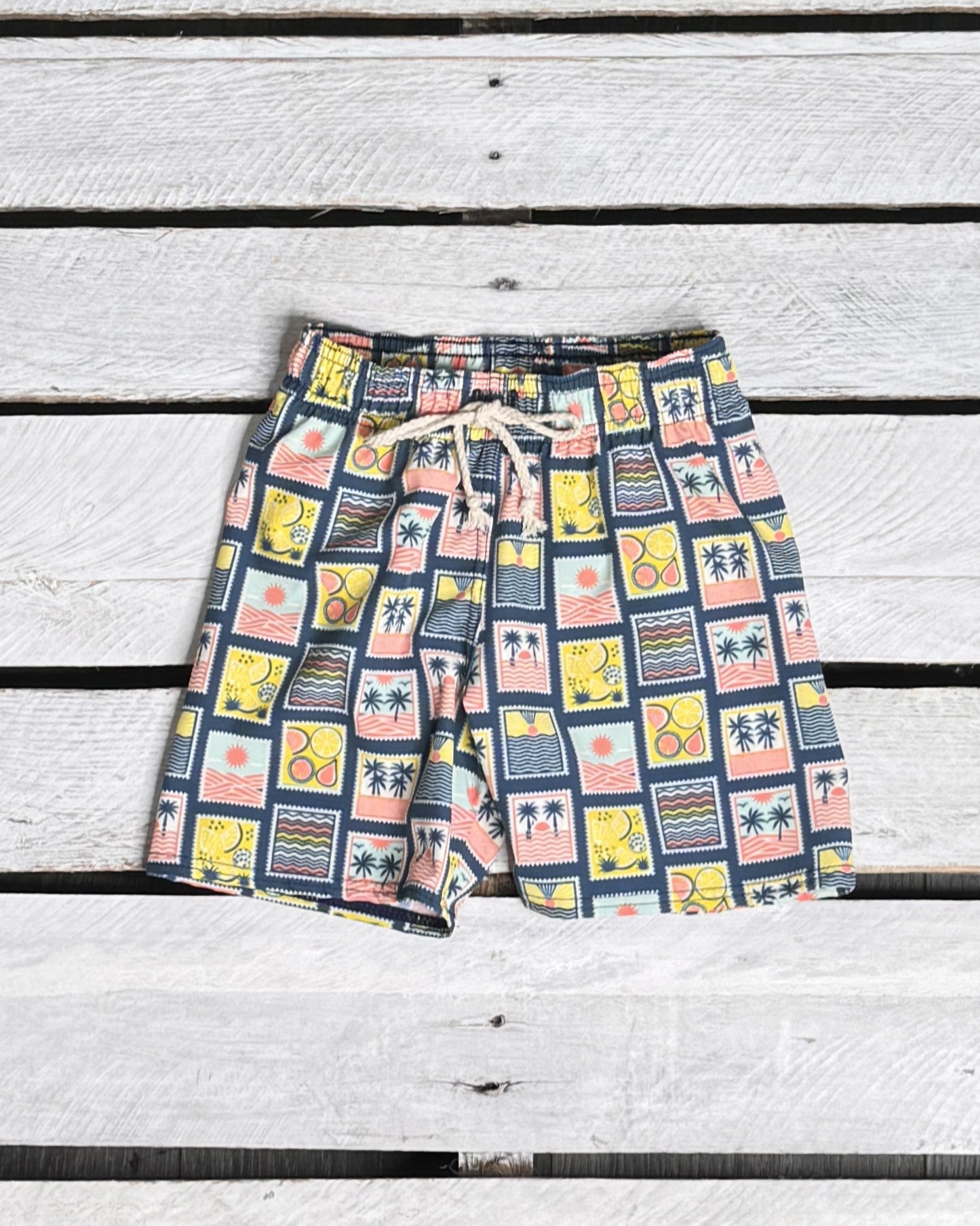 Coastal Stamps Boy Swim Trunks