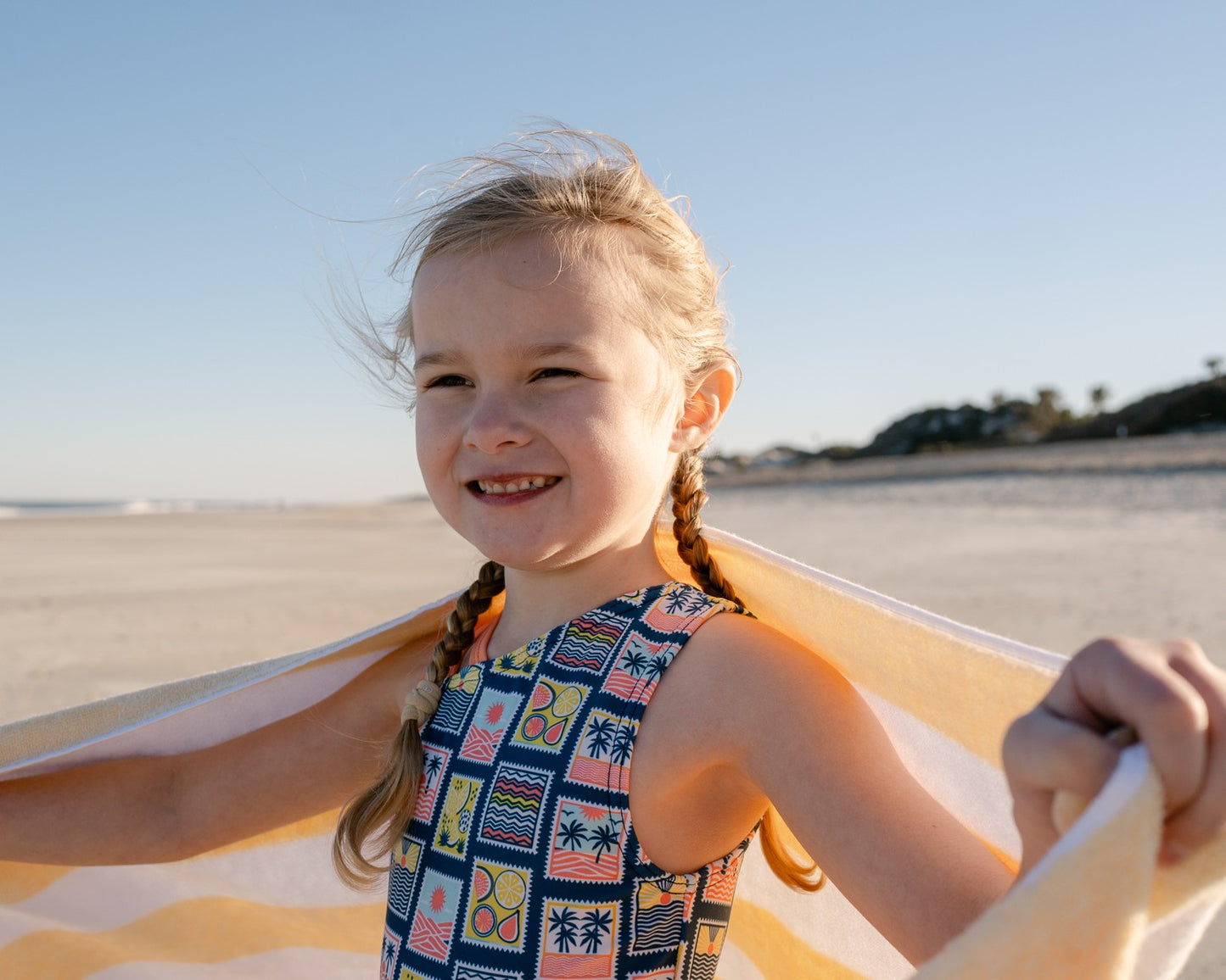 Coastal Stamps Girl Asymmetric Strappy One Piece