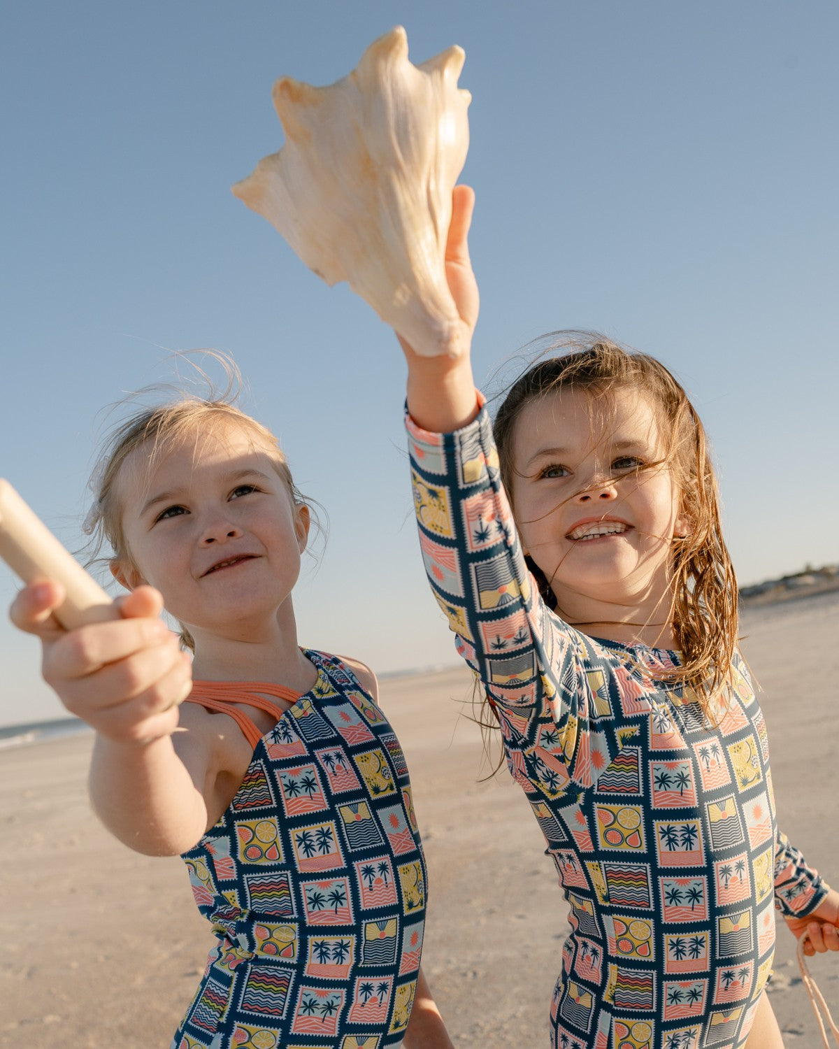 Coastal Stamps Girl Asymmetric Strappy One Piece