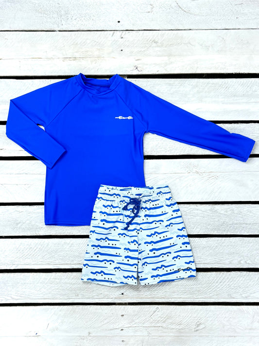 Cute Creature Boys Sun Shirt and Swim Trunk Set