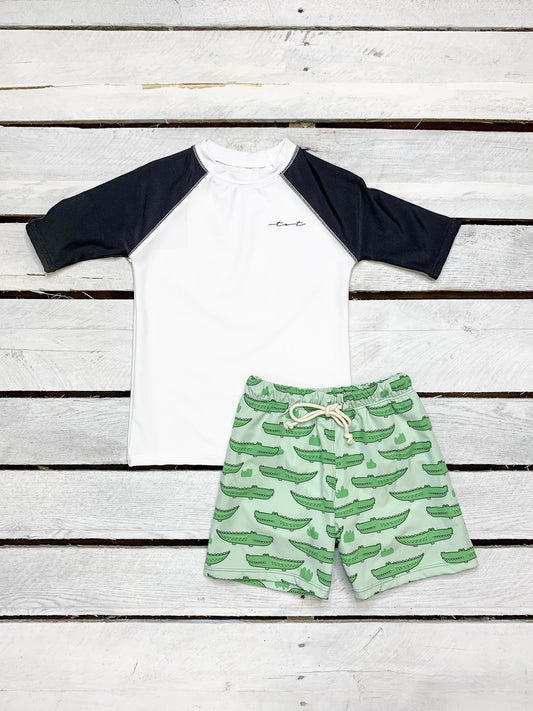 Gator Bite Boys Sun Shirt and Swim Trunk Set