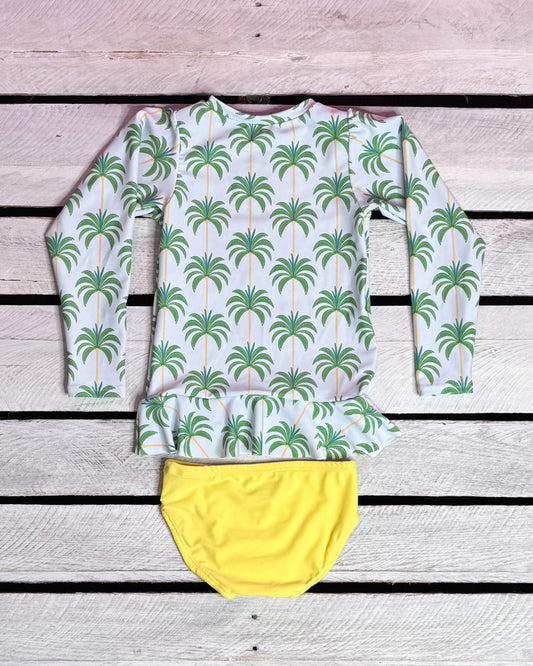 Proud Palms Girls Long Sleeve Sun Shirt and Swim Bottom Set