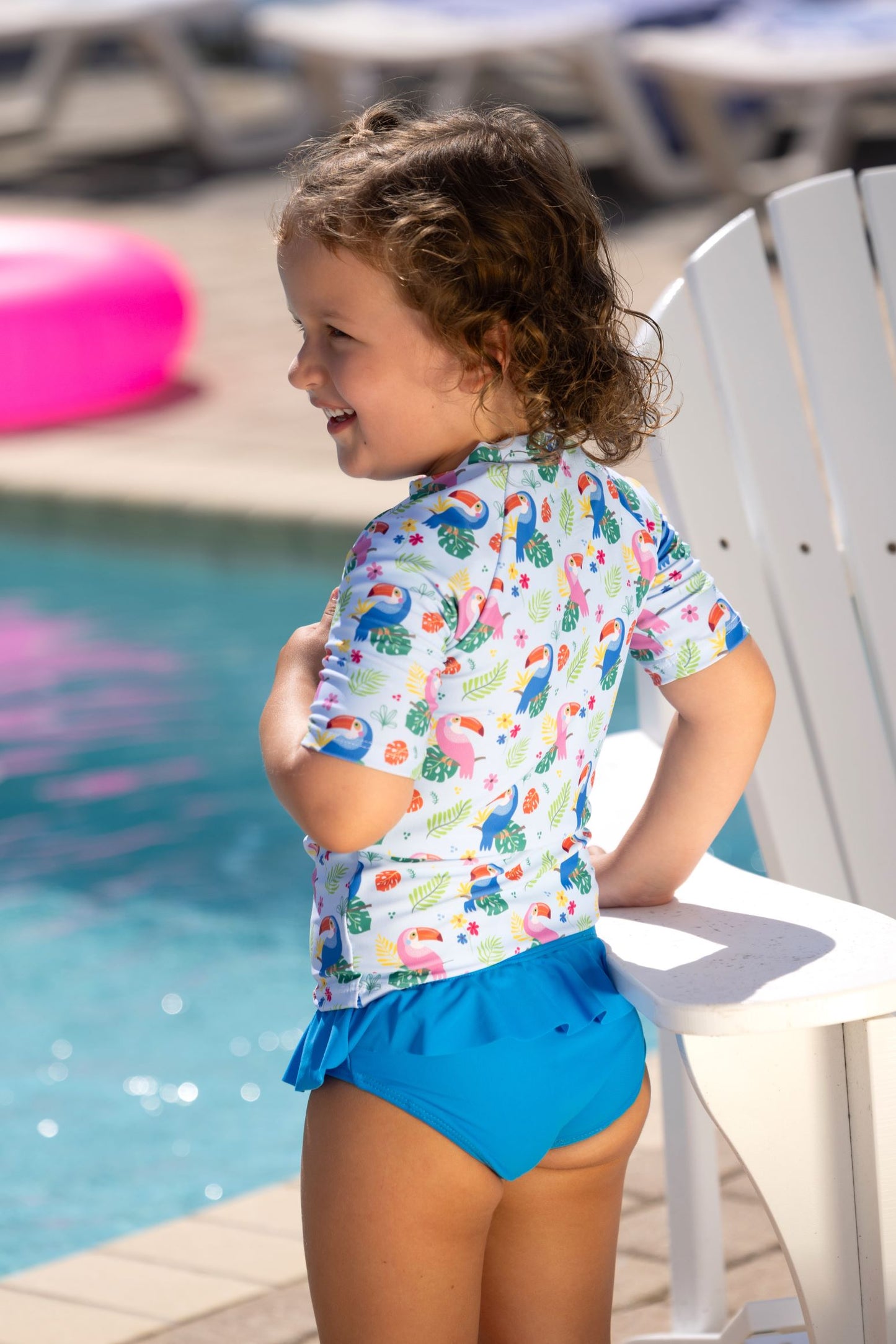 Too Cute Toucans Girls Short Sleeve Sun Shirt and Bottoms