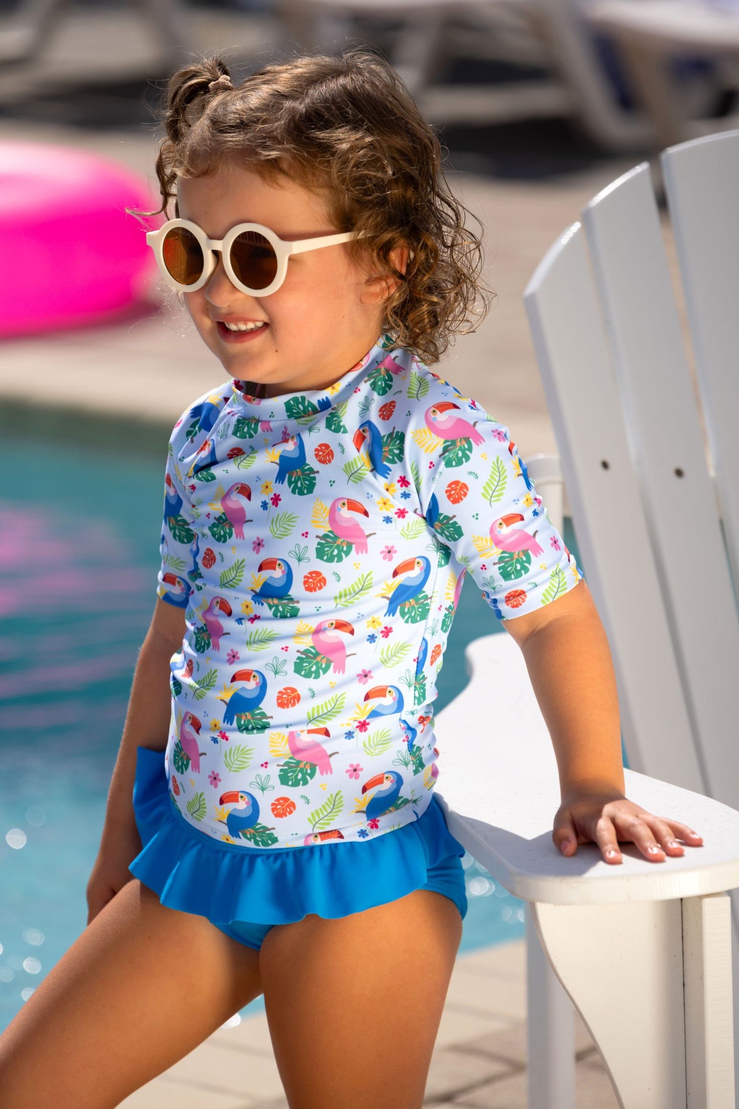 Too Cute Toucans Girls Short Sleeve Sun Shirt and Bottoms