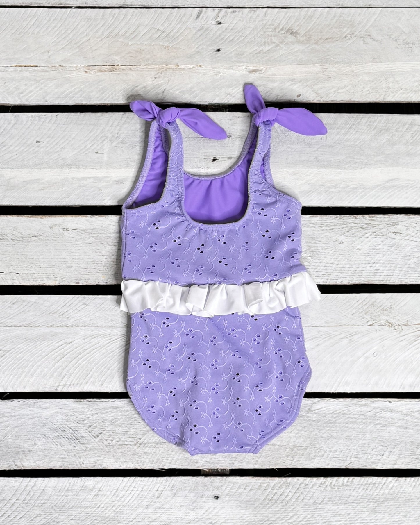 Texture Eyelet Girl Skirted One Piece