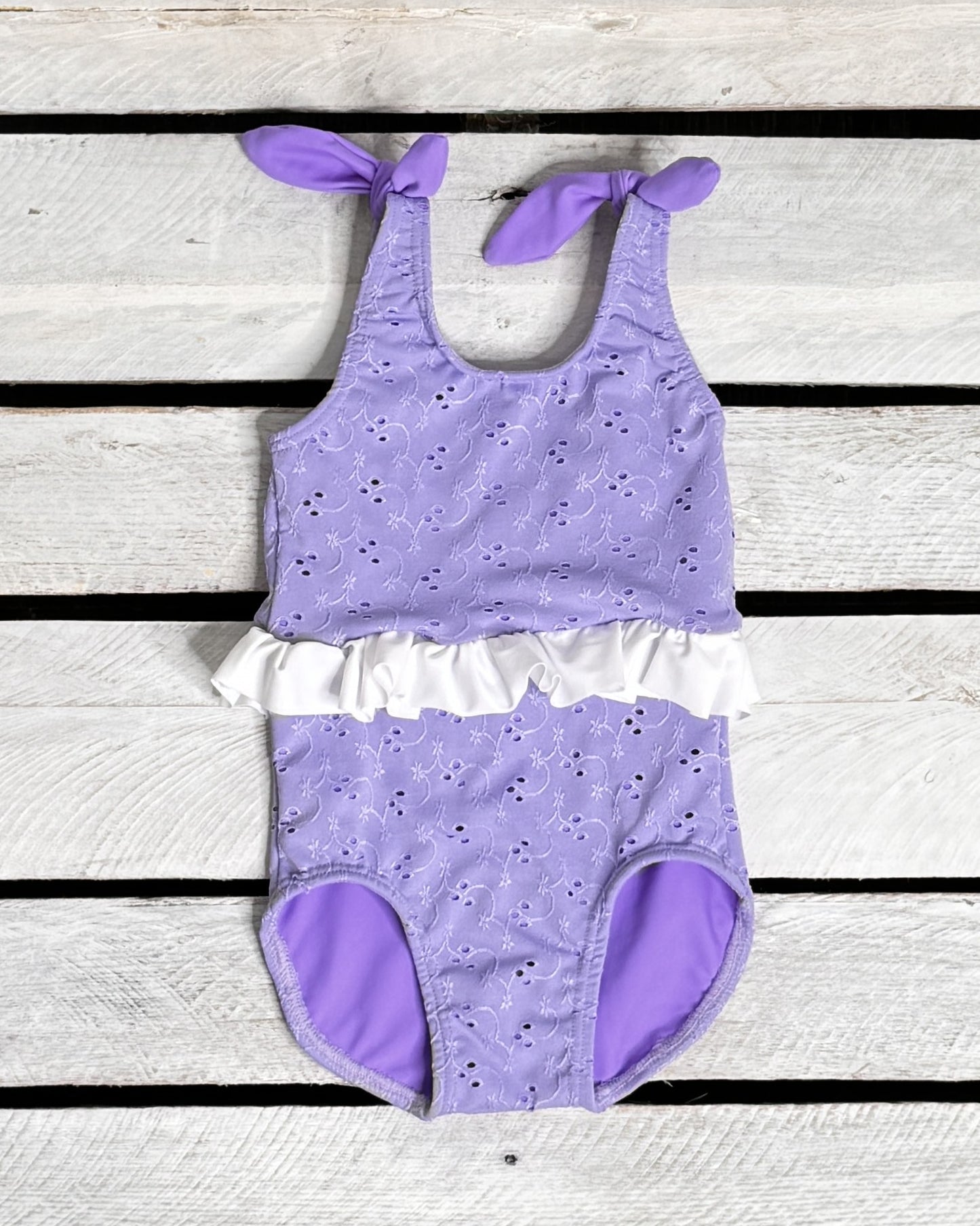 Texture Eyelet Girl Skirted One Piece