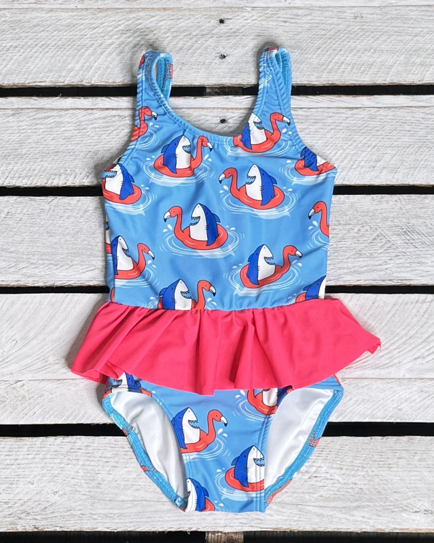 Shark Floatie Girl Skirted One Piece