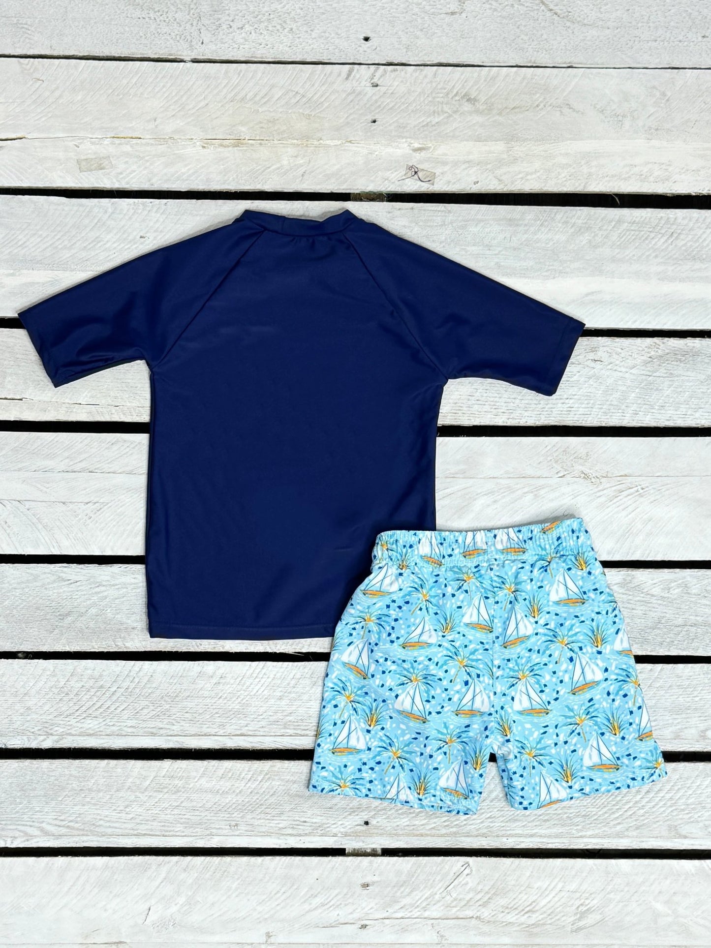 Sail Boats Paradise Swim Shirt and Swim Trunks