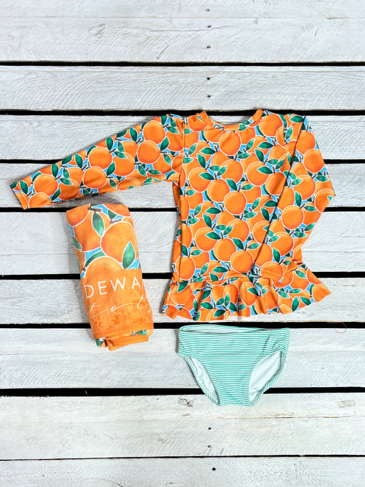 Cuties Girl Long Sleeve Set and Hooded Towel Set