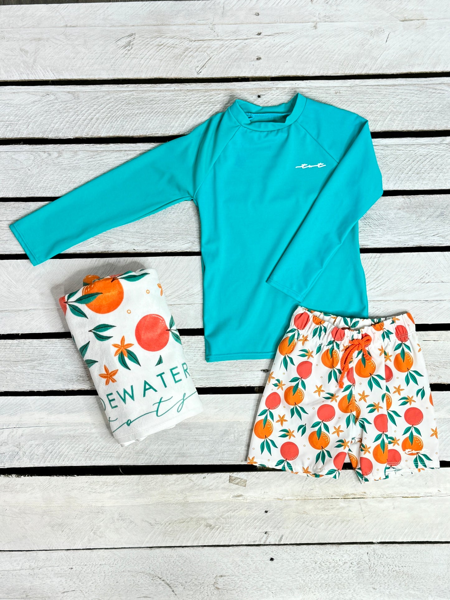 Tropical Fruit Boy Set and Hooded Towel Bundle