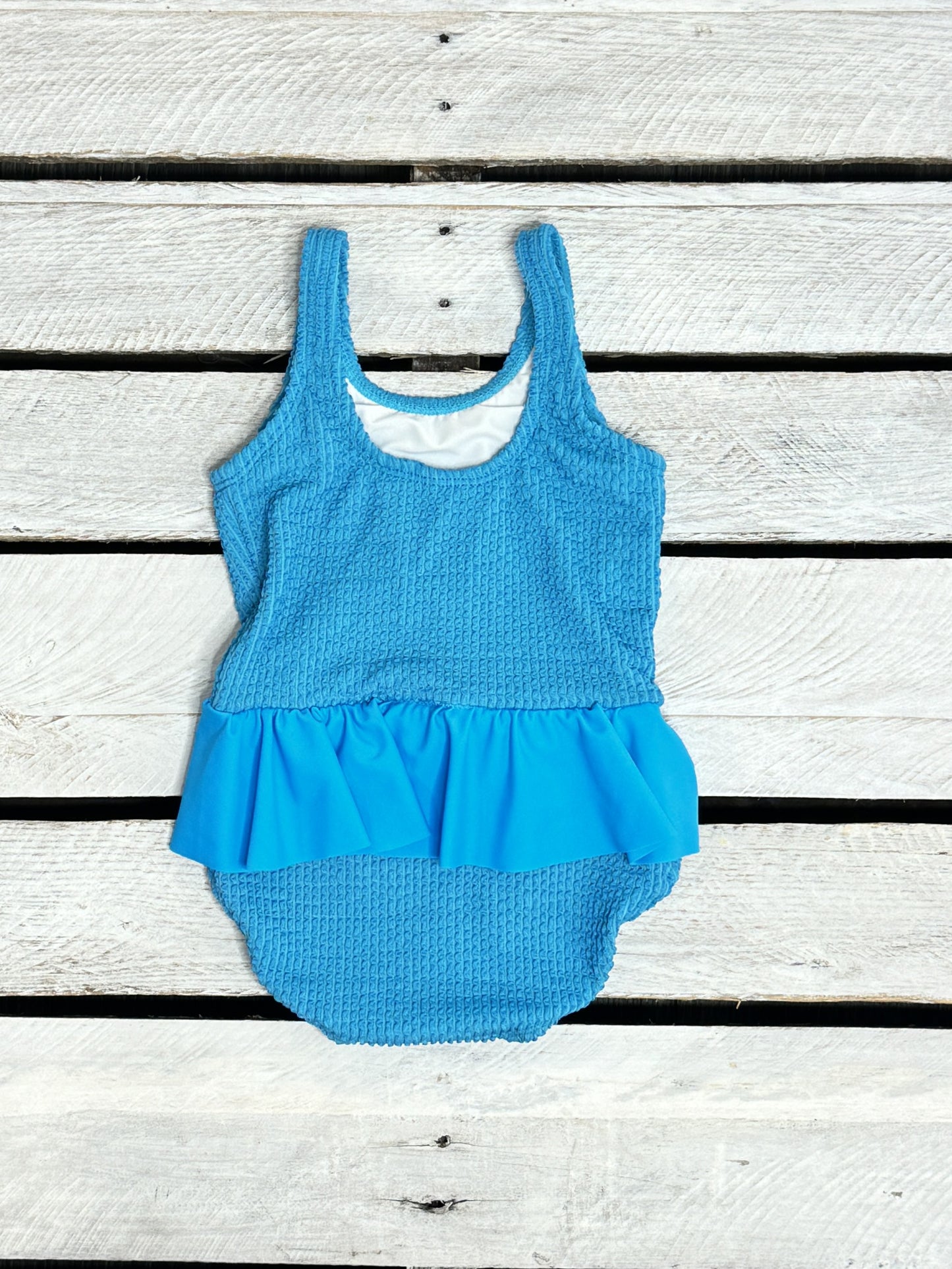 Azure Mini Ruffle Girls Skirted Swimsuit