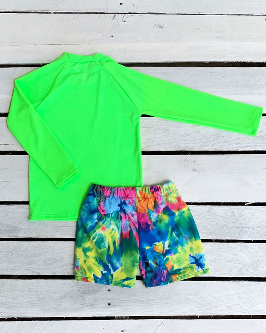 Cute toddler and children's swimwear. Matching sibling swim suit collections. UPF 50 Fabric. Made in the USA!