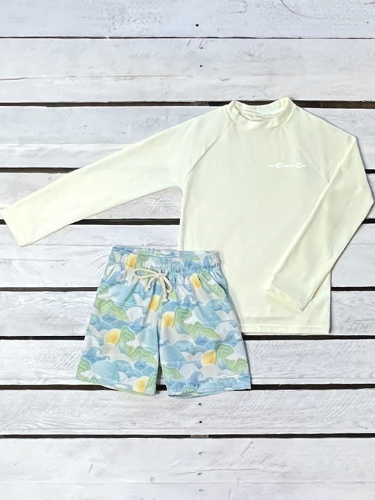 Ocean Orient Sun Shirt and Swim Trunk Set