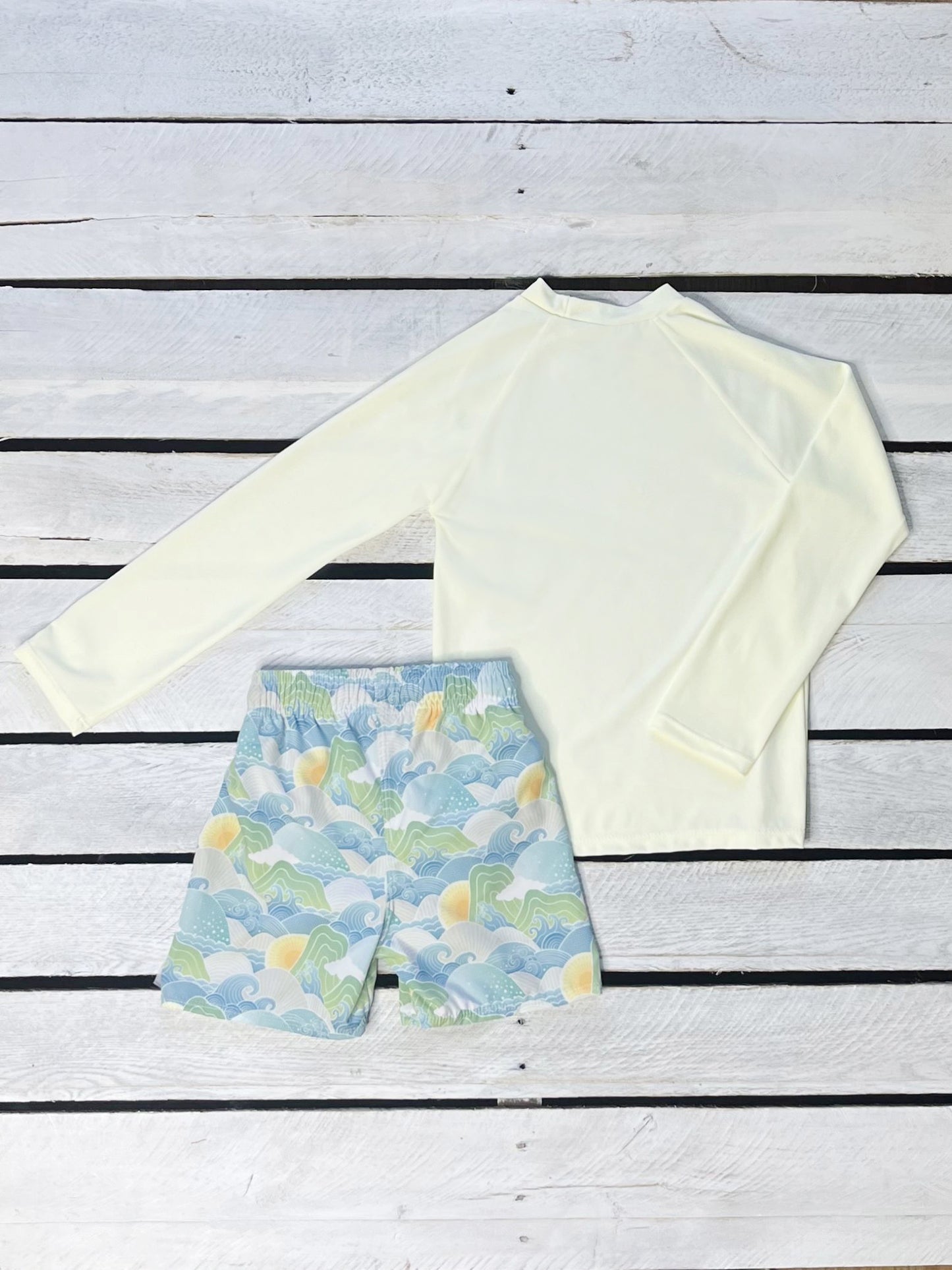 Oceans Orient Boys Long Sleeve Sun Shirt and Swim Trunk Set