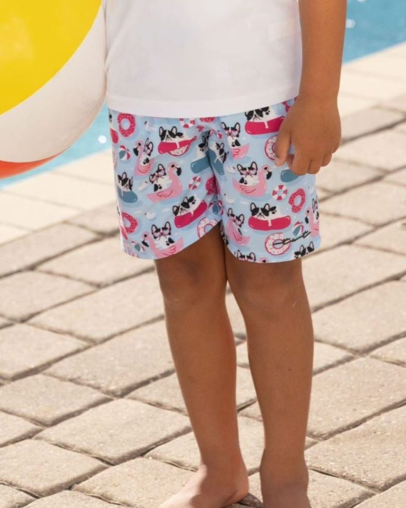Cute toddler and children's swimwear. Matching sibling swim suit collections. UPF 50 Fabric. Made in the USA!