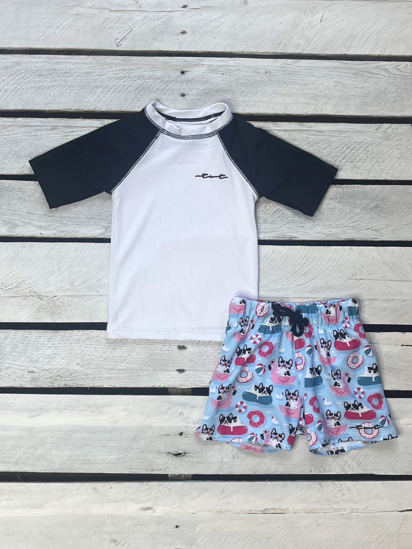 Pool Pups Boys Sun Shirt and Swim Trunk Set