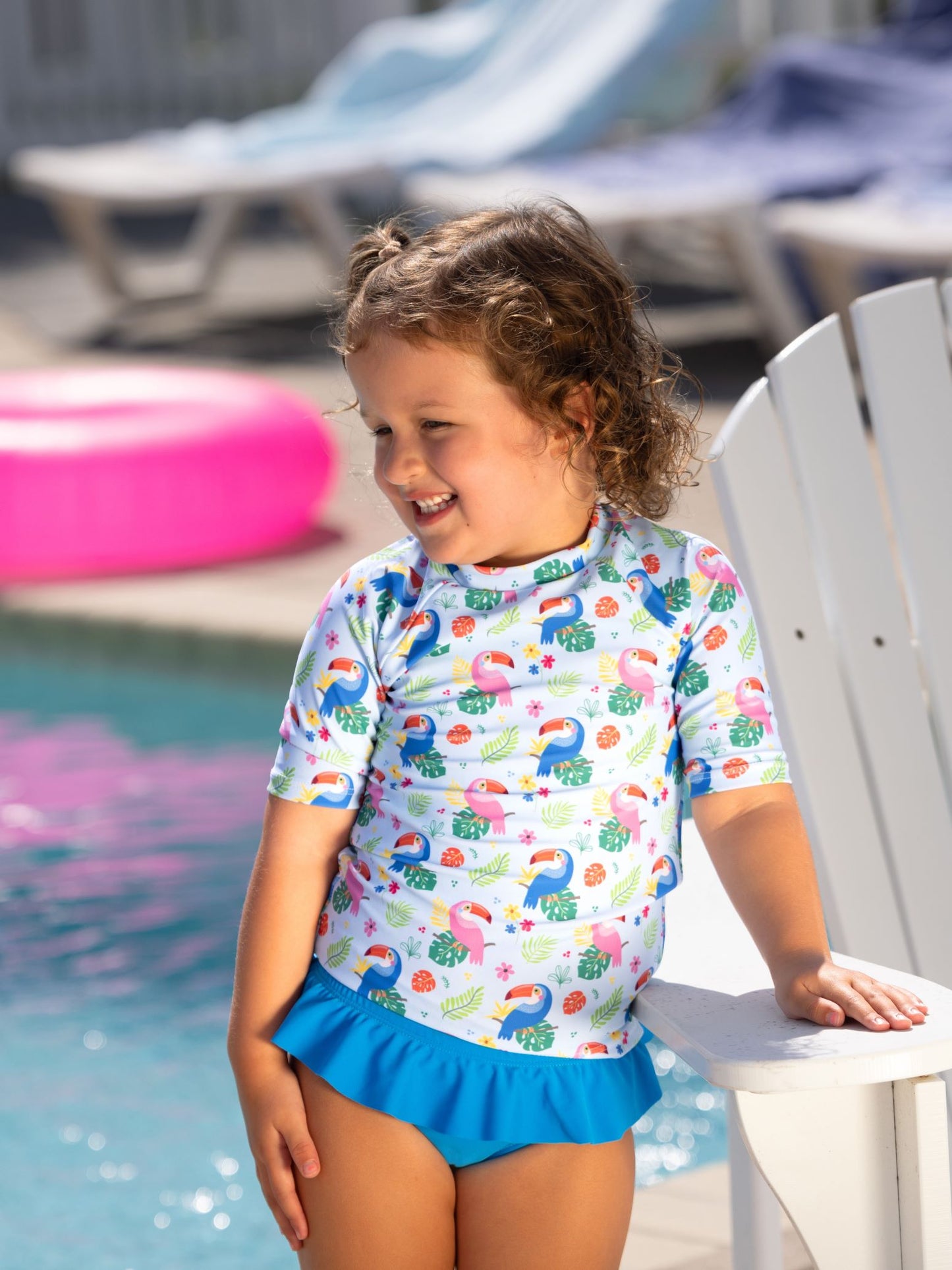 Too Cute Toucans Girls Short Sleeve Sun Shirt and Bottoms