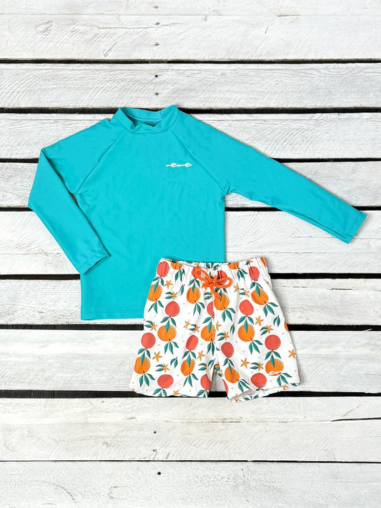 Tropical Fruit Long Sleeve Sun Shirt and Short Set