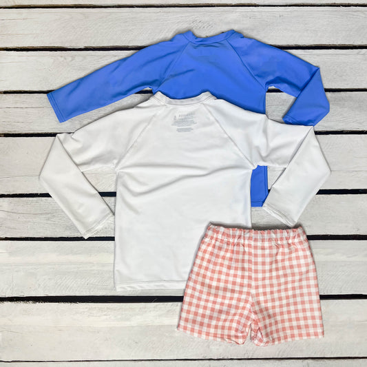 Coral Gingham Boys 3 Piece Set