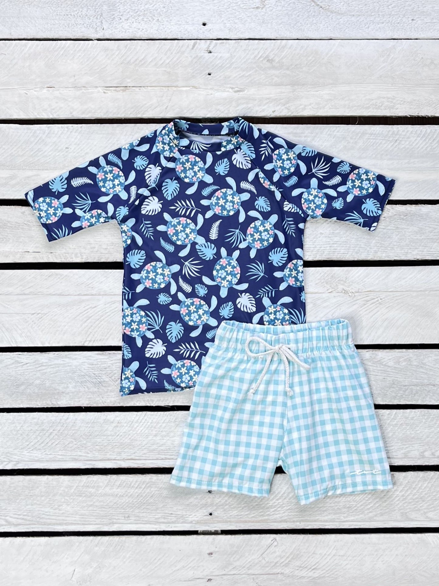 Turtley Cute Boy Short Sleeve and Trunk Set