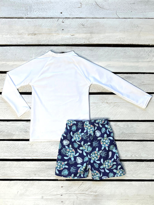 Turtley Cute Sun Shirt and Swim Trunk Set