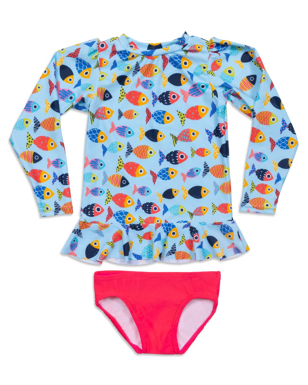 Cute toddler and children's swimwear. Matching sibling swim suit collections. UPF 50 Fabric. Made in the USA!