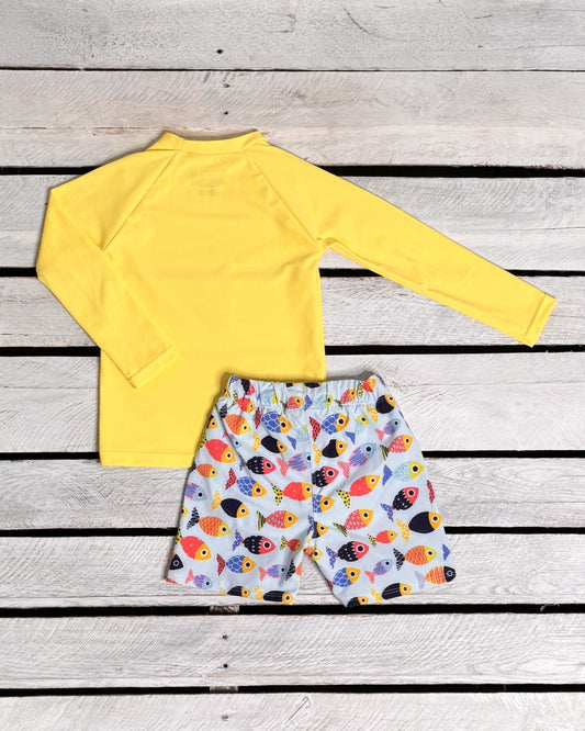 Made in the USA children swimwear. UPF 50+ swimwear. Bright swimwear for kids. 