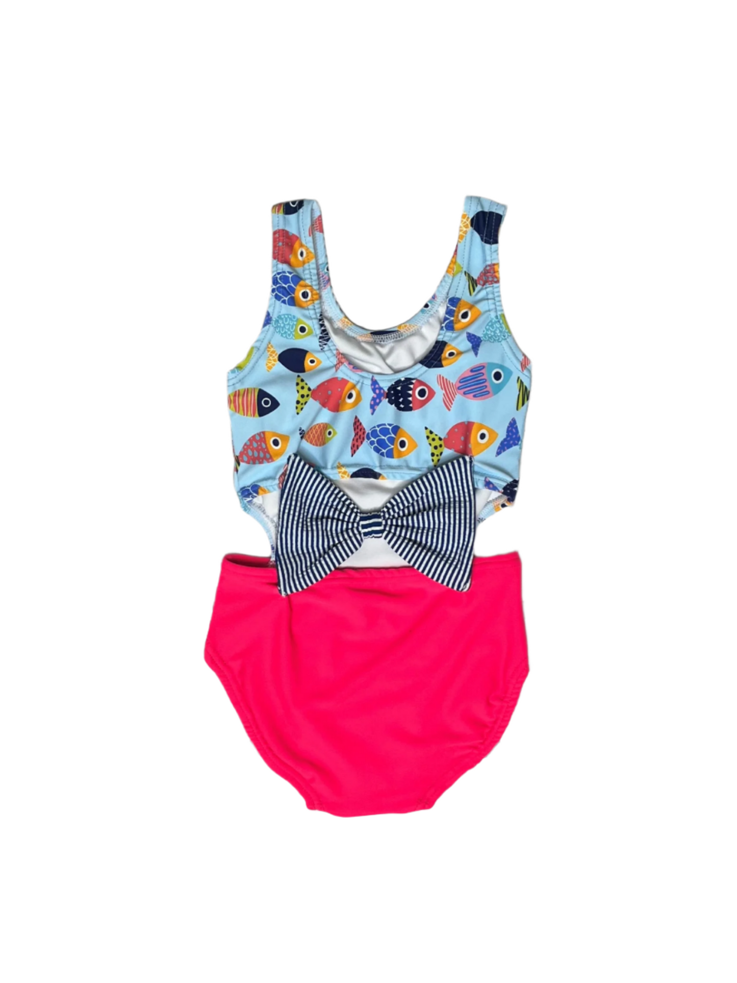 Colorful Fish Cutout Swimsuit With Bow