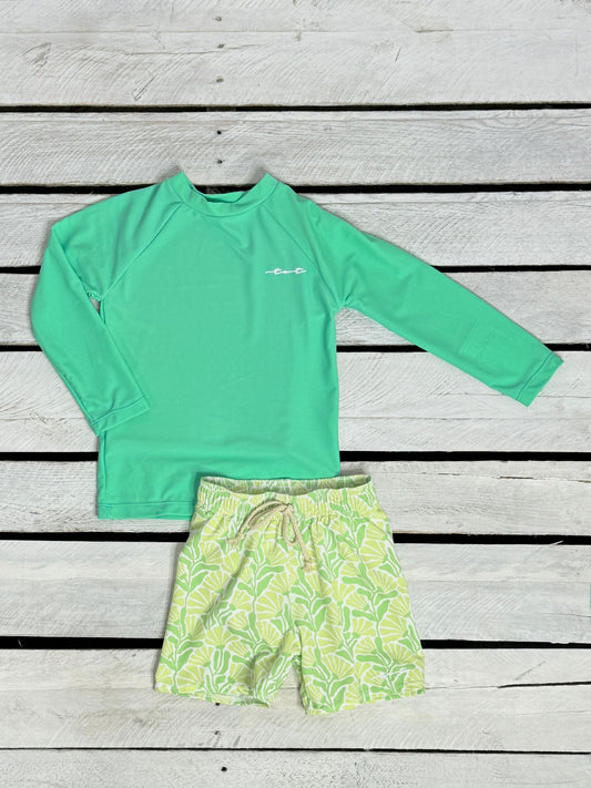 Bloomin' Boys Long Sleeve Sun Shirt and Swim Trunk Set