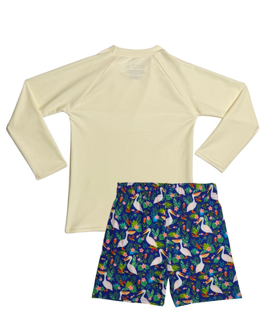 Pelicans in Paradise Boy Long Sleeve Shirt and Trunk Set