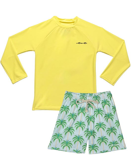 Proud Palms Boy Long Sleeve Sun Shirt and Trunk Set