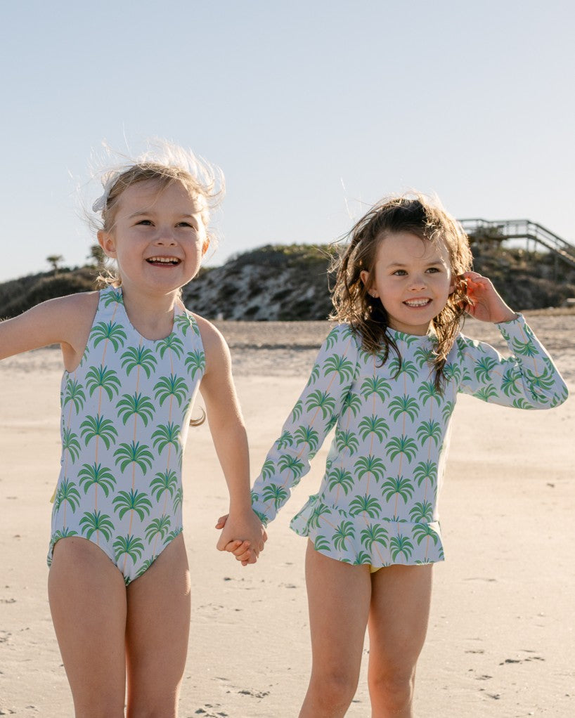 Proud Palms Girls Long Sleeve Sun Shirt and Swim Bottom Set