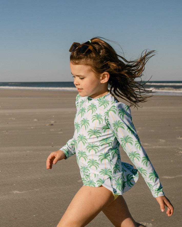 Proud Palms Girls Long Sleeve Sun Shirt and Swim Bottom Set
