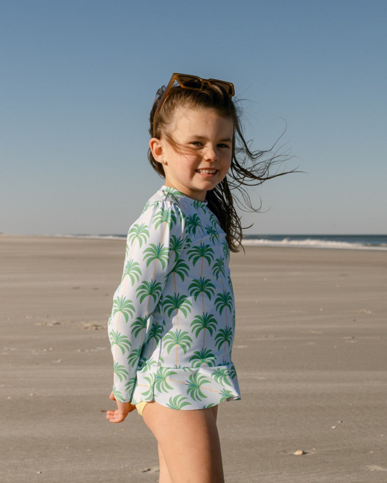 Proud Palms Girls Long Sleeve Sun Shirt and Swim Bottom Set