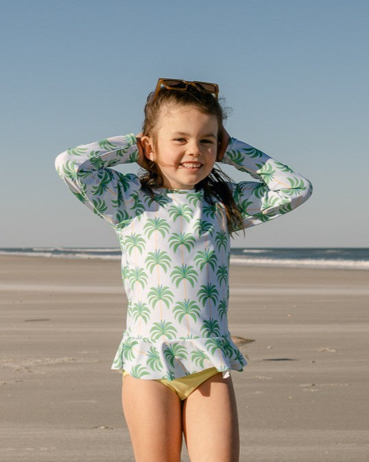 Proud Palms Girls Long Sleeve Sun Shirt and Swim Bottom Set