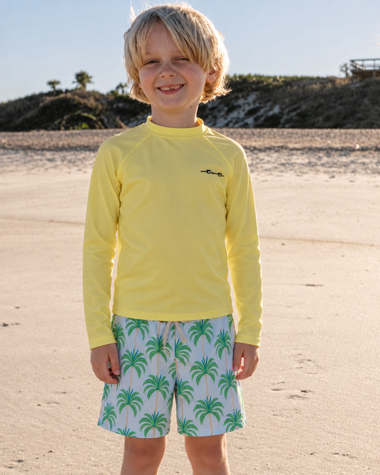 Proud Palms Boy Long Sleeve Sun Shirt and Trunk Set