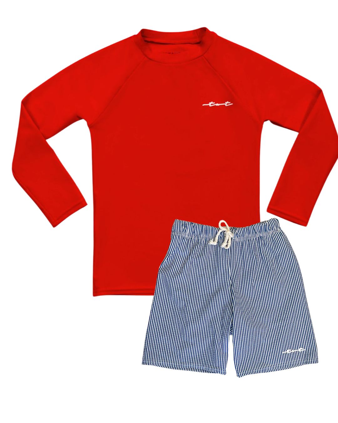 Independence Seersucker Coastal Boys Swimsuit Set