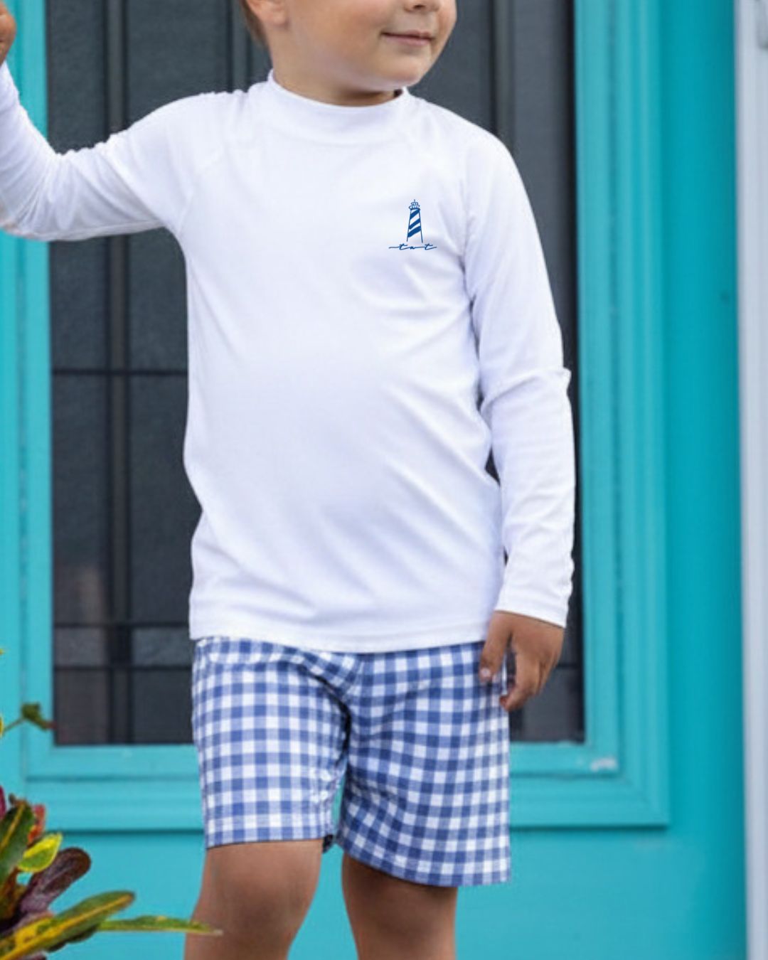 Saltwater Gingham Boy Swimsuit Set