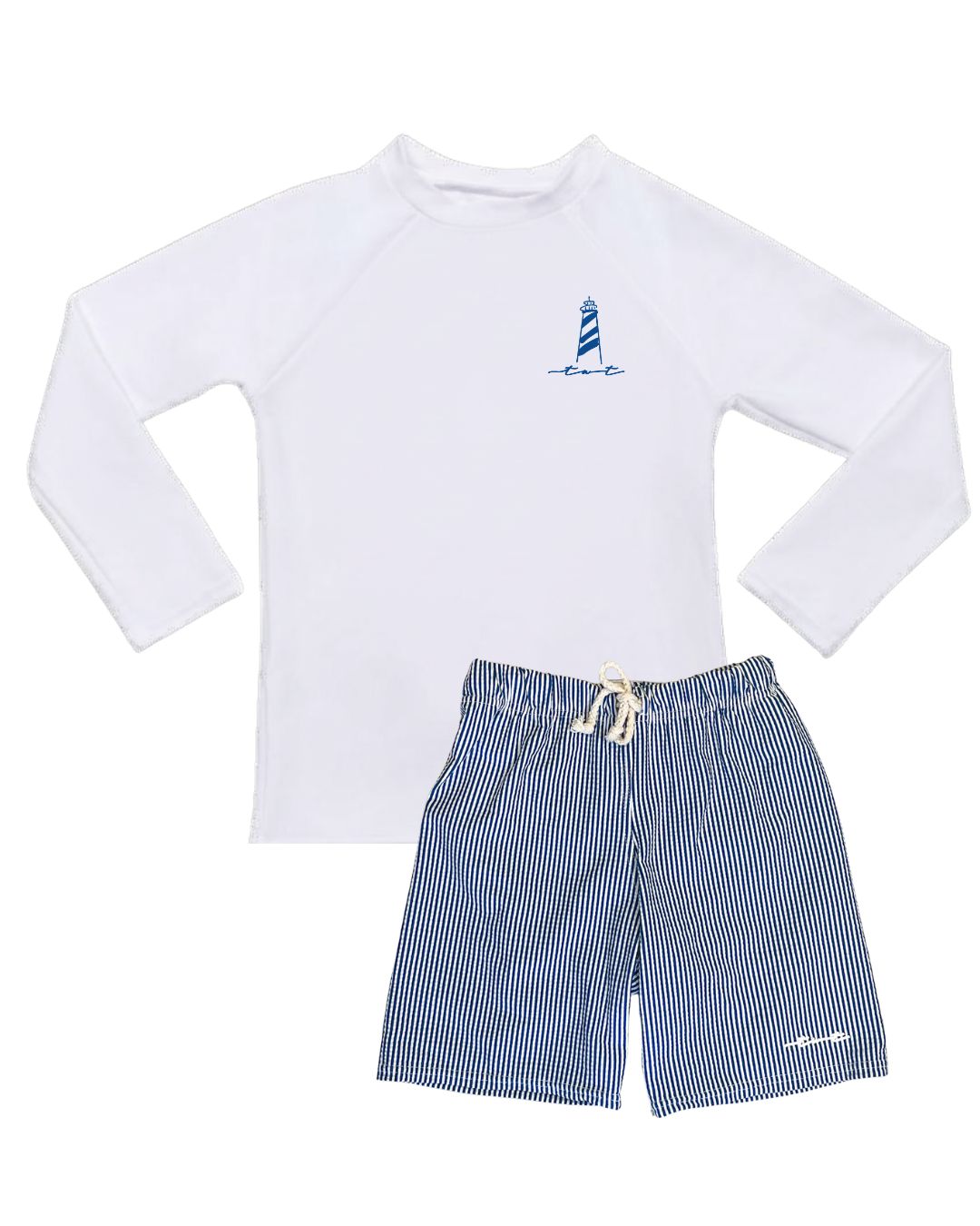 Seersucker Coastal Boys Swimsuit Set