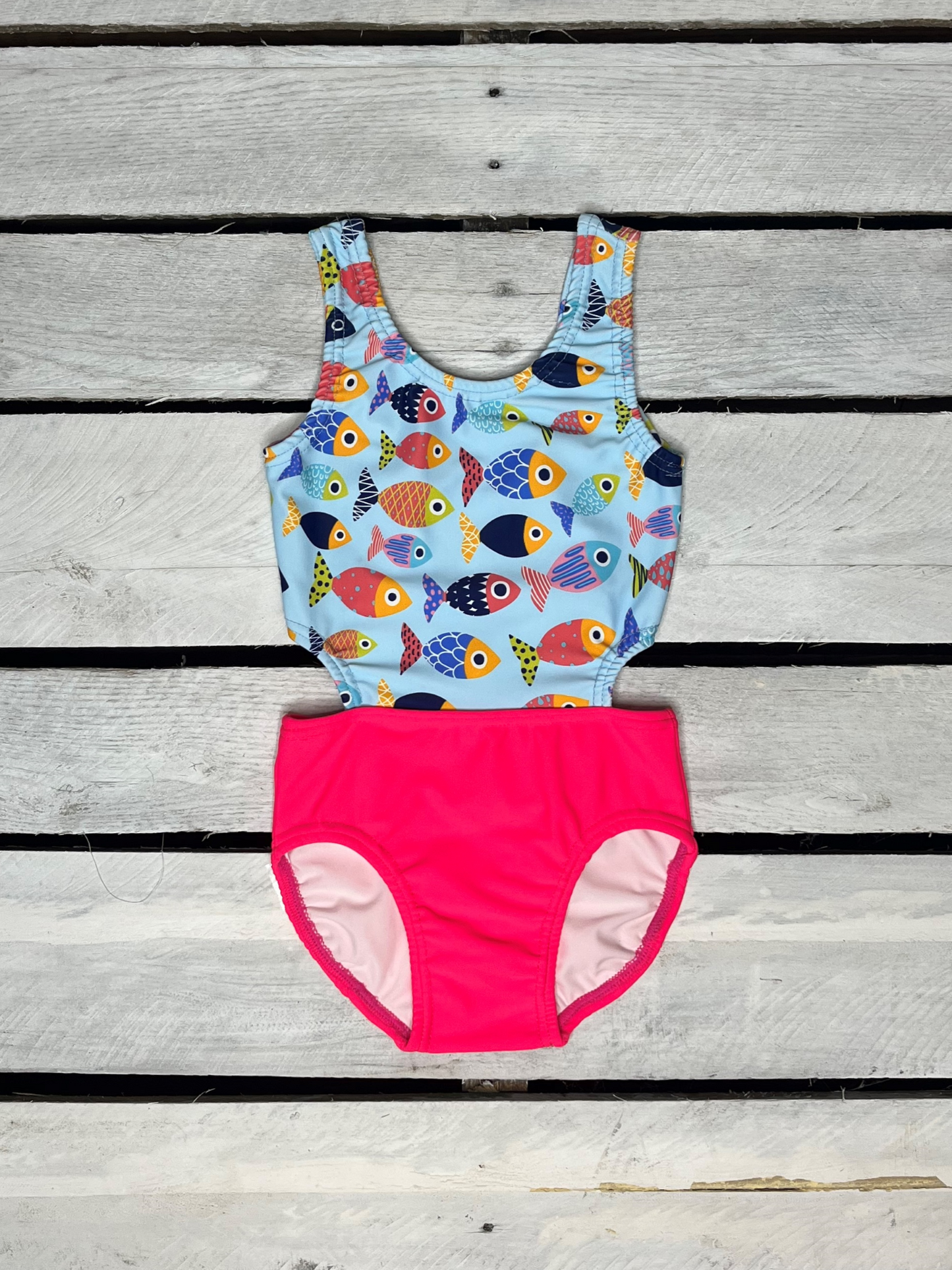 Colorful Fish Cutout Swimsuit With Bow