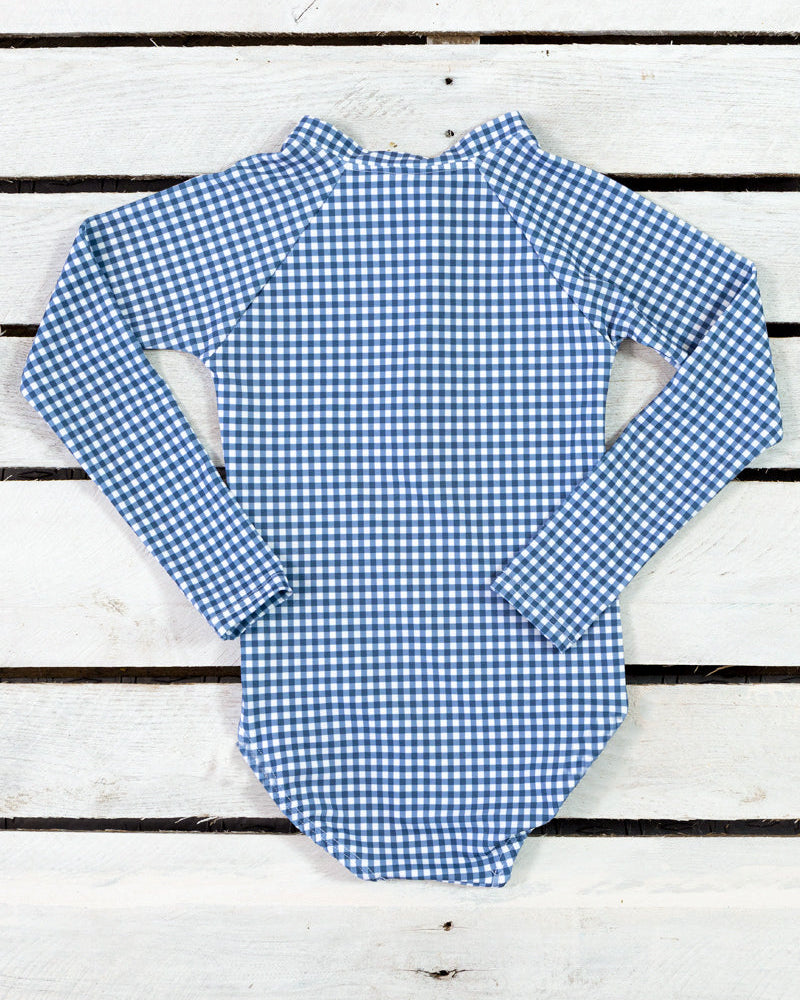 Sea Life Gingham Long Sleeve Zip Front