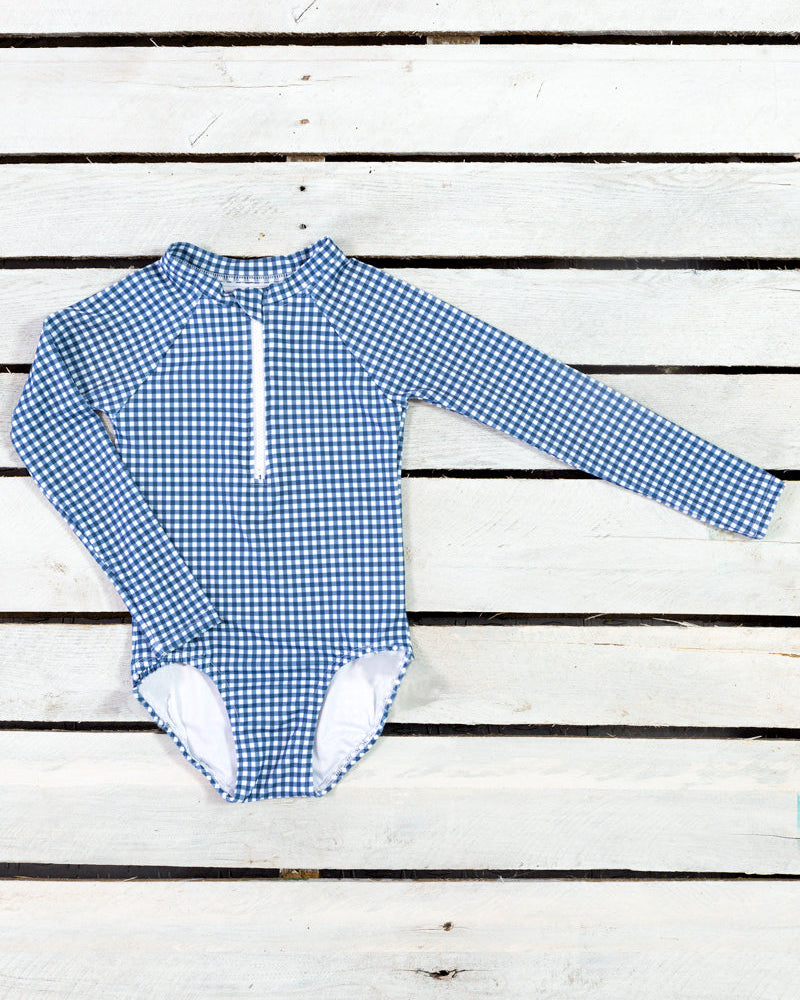 Sea Life Gingham Long Sleeve Zip Front