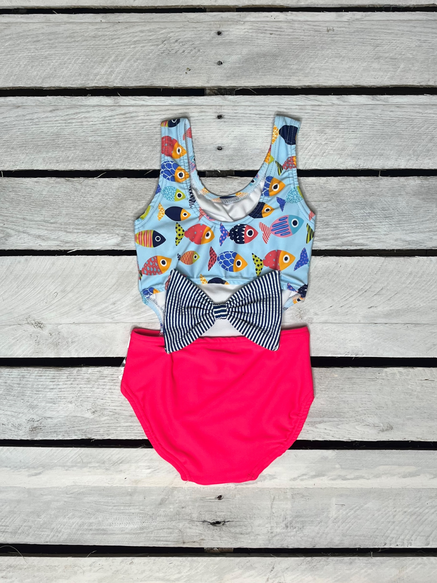 Colorful Fish Cutout Swimsuit With Bow