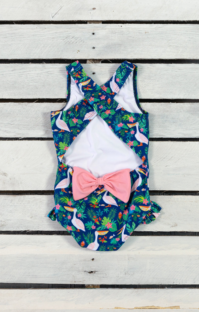 Pelicans in Paradise Criss Cross Back Swimsuit – Tidewater Tots