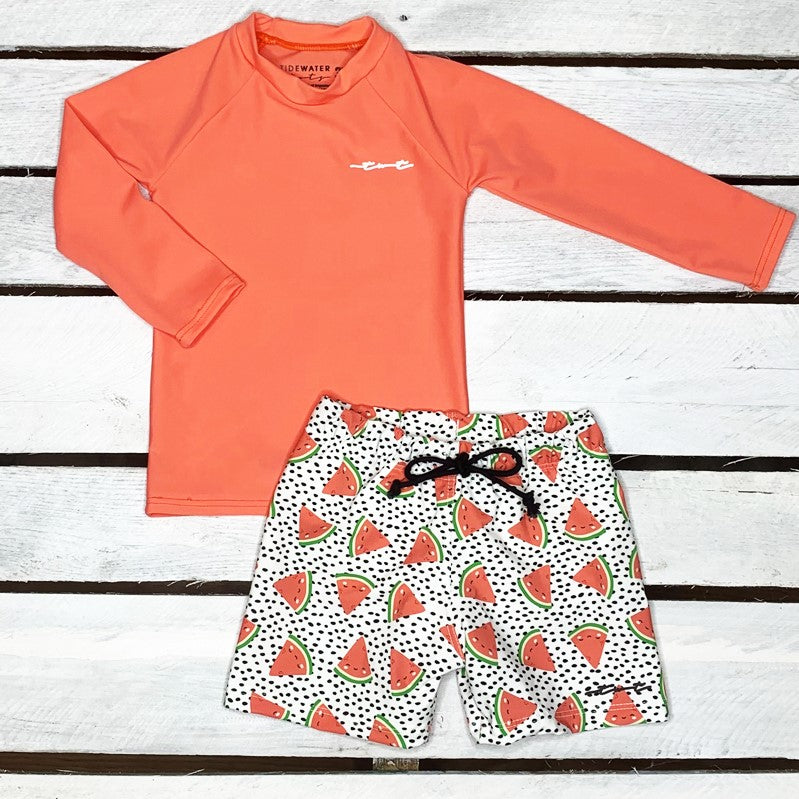 Watermelon Cuties Boys Sun Shirt and Swim Short Set